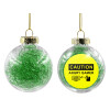 Transparent Christmas tree ball ornament with green filling 8cm