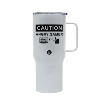 Caution, angry gamer!, Tumbler με καπάκι, διπλού τοιχώματος (θερμό) 750L