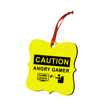 Caution, angry gamer!, Christmas ornament polygon wooden 7.5cm