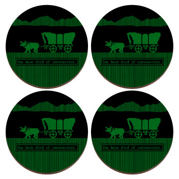 Oregon Trail, cov... edition, ΣΕΤ x4 Σουβέρ ξύλινα στρογγυλά plywood (9cm)