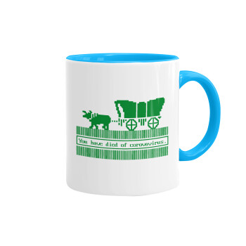 Oregon Trail, cov... edition, Mug colored light blue, ceramic, 330ml