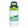 Children's hot water bottle, stainless steel, with safety straw, green, blue (350ml)