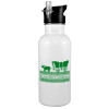 White water bottle with straw, stainless steel 600ml