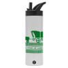 Metallic thermos bottle with straw & handle, stainless steel (Stainless steel 304), double-walled, 600ml.