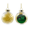 Transparent Christmas tree ball ornament with gold filling 8cm