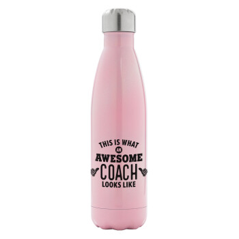 This is what an awesome COACH looks like!, Metal mug thermos Pink Iridiscent (Stainless steel), double wall, 500ml