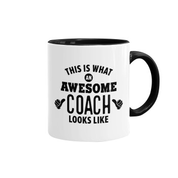 This is what an awesome COACH looks like!, Mug colored black, ceramic, 330ml