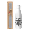 Easter Set, metallic Inox water bottle (700ml) & Easter scented flat candle (30cm) (GRAY)