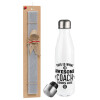 Easter candle, metallic white thermos bottle (500ml) & aromatic flat candle (30cm) (GRAY)