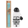 Easter Set, metallic aluminum water bottle (500ml) & scented flat candle (30cm) (TURQUOISE)