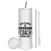 Tumbler stainless steel 600ml, with metal straw & cleaning brush