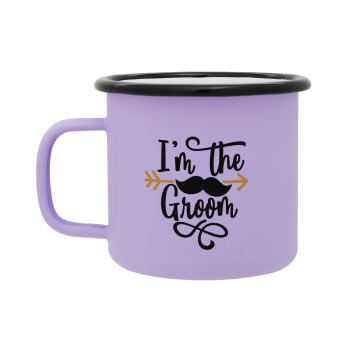 I'm the groom mustache, Κούπα Μεταλλική εμαγιέ ΜΑΤ Light Pastel Purple 360ml