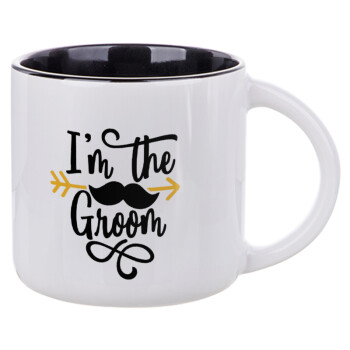 I'm the groom mustache, Κούπα κεραμική 400ml Λευκή/Μαύρη