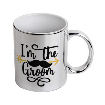 I'm the groom mustache, Mug ceramic, silver mirror, 330ml