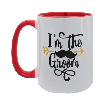 I'm the groom mustache, Κούπα Mega 15oz, κεραμική Κόκκινη, 450ml