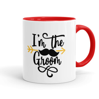 I'm the groom mustache, Mug colored red, ceramic, 330ml