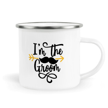 I'm the groom mustache, Metallic enamel cup white 360ml