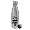 Metallic water bottle, stainless steel, 750ml