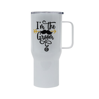 I'm the groom mustache, Tumbler με καπάκι, διπλού τοιχώματος (θερμό) 750L