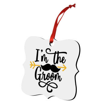 I'm the groom mustache, Christmas ornament polygon wooden 7.5cm