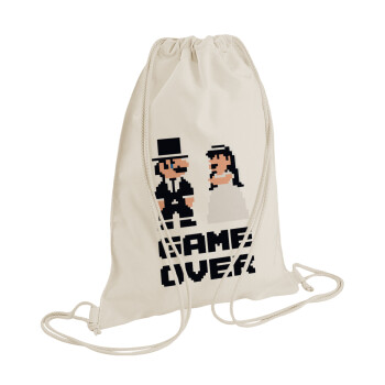 8bit Game Over Couple Wedding, Backpack bag GYMBAG natural (28x40cm)