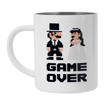 8bit Game Over Couple Wedding, Mug Stainless steel double wall 450ml