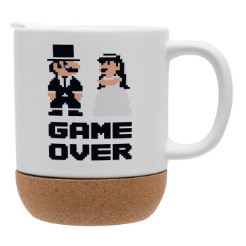 8bit Game Over Couple Wedding, Ceramic coffee mug Cork (MAT), 330ml (1pcs)