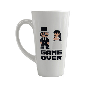 8bit Game Over Couple Wedding, Κούπα κωνική Latte Μεγάλη, κεραμική, 450ml