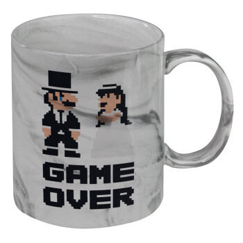 8bit Game Over Couple Wedding, Κούπα κεραμική, marble style (μάρμαρο), 330ml