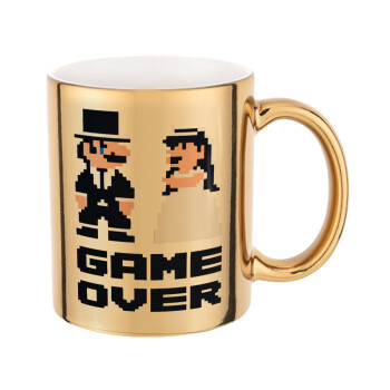 8bit Game Over Couple Wedding, Κούπα κεραμική, χρυσή καθρέπτης, 330ml