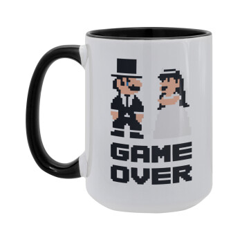 8bit Game Over Couple Wedding, Κούπα Mega 15oz, κεραμική Μαύρη, 450ml