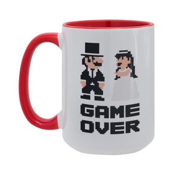 8bit Game Over Couple Wedding, Κούπα Mega 15oz, κεραμική Κόκκινη, 450ml