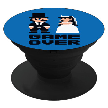 8bit Game Over Couple Wedding, Phone Holders Stand  Black Hand-held Mobile Phone Holder