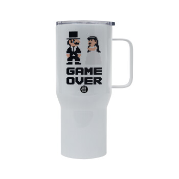 8bit Game Over Couple Wedding, Mega Stainless steel Tumbler with lid, double wall 750L