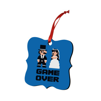 8bit Game Over Couple Wedding, Christmas ornament polygon wooden 7.5cm