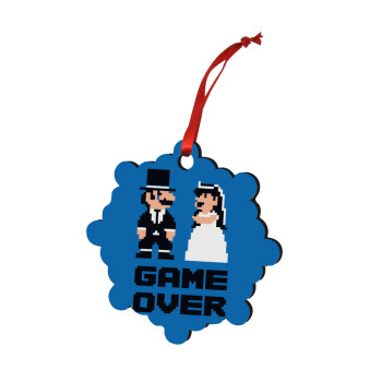 8bit Game Over Couple Wedding, Christmas ornament snowflake wooden 7.5cm