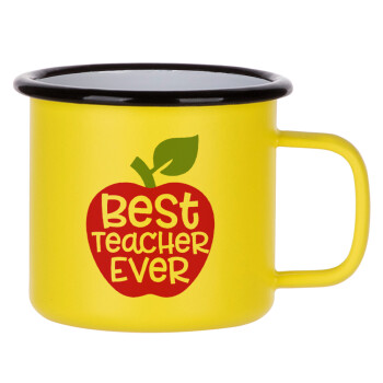 best teacher ever, apple!, Metallic enamel MATT Yellow cup 360ml