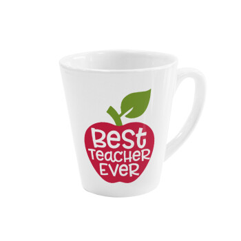 best teacher ever, apple!, Κούπα κωνική Latte Λευκή, κεραμική, 300ml