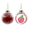 Transparent Christmas tree ball ornament with red filling 8cm