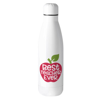 best teacher ever, apple!, Μεταλλικό παγούρι θερμός (Stainless steel), 500ml