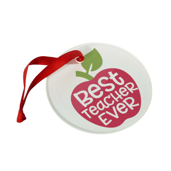 best teacher ever, apple!, Christmas ornament glass 9cm