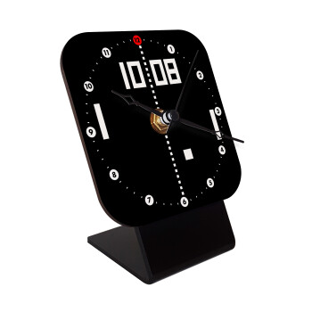 PONG, Quartz Wooden table clock with hands (10cm)