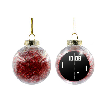 PONG, Transparent Christmas tree ball ornament with red filling 8cm