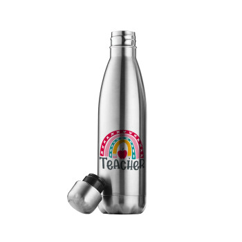 Rainbow teacher, Μεταλλικό παγούρι θερμός Inox (Stainless steel), διπλού τοιχώματος, 500ml