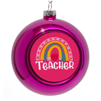 Rainbow teacher, Purple Christmas tree ornament bauble 8cm