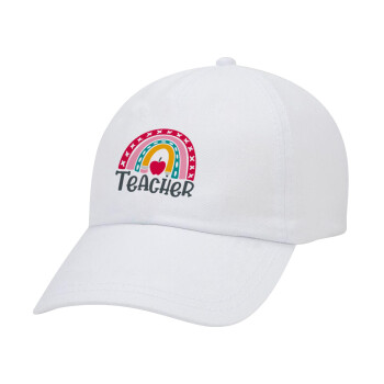 Rainbow teacher, Καπέλο Ενηλίκων Baseball Λευκό 5-φύλλο (POLYESTER, ΕΝΗΛΙΚΩΝ, UNISEX, ONE SIZE)