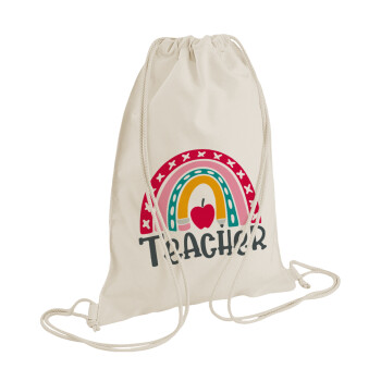 Rainbow teacher, Backpack bag GYMBAG natural (28x40cm)