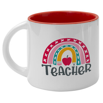 Rainbow teacher, Κούπα κεραμική 400ml Λευκή/Κόκκινη