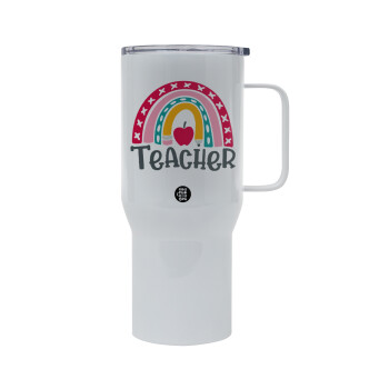 Rainbow teacher, Tumbler με καπάκι, διπλού τοιχώματος (θερμό) 750L