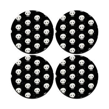 Σκελετοί b/w, SET of 4 round wooden coasters (9cm)